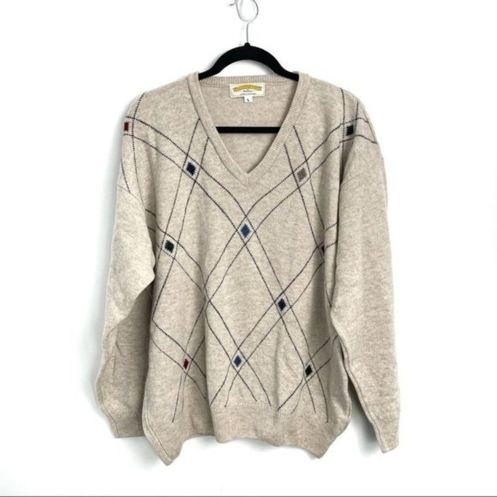 James Pringle Weavers Of Inverness Scotland V-Neck Ar… - Gem